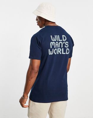 HUF wild world print t-shirt in navy