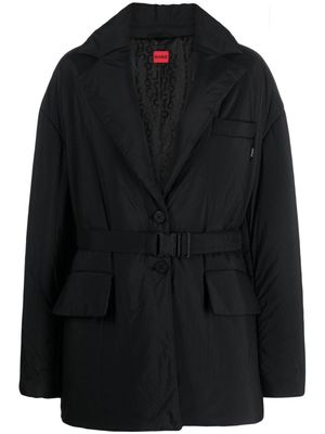 HUGO belted peak-lapels padded jacket - Black