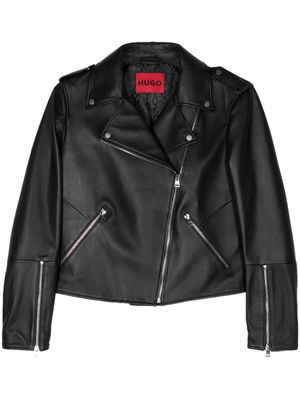 HUGO biker leather jacket - Black