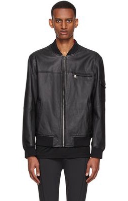 Hugo Black Slim-Fit Leather Jacket