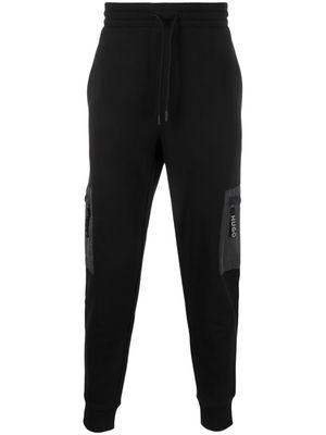 HUGO branded-zip puller cotton track pants - Black