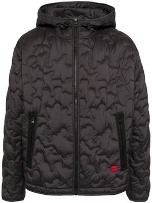 HUGO camouflage-quilted hooded jacket - Black