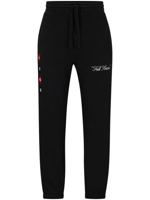 HUGO card-embroidered French terry track pants - Black