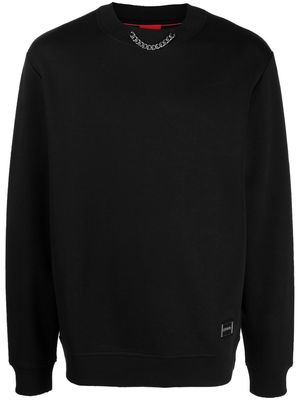 HUGO chain-collar cotton sweatshirt - Black