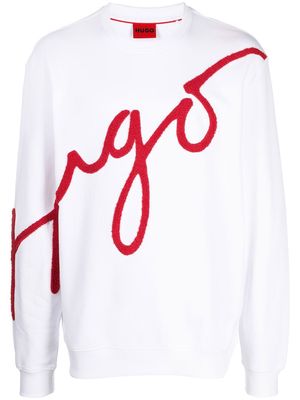 HUGO chenille logo patch jumper - White