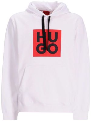 HUGO Daltorres logo-print cotton hoodie - White