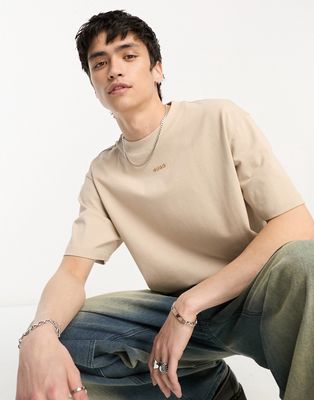 HUGO Dapolino relaxed fit t-shirt in light beige-Neutral