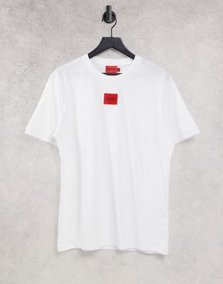 HUGO Diragolino212 contrast box logo t-shirt in white