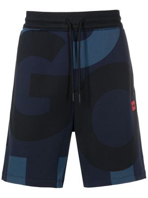 HUGO Dizard logo-patch track shorts - Blue