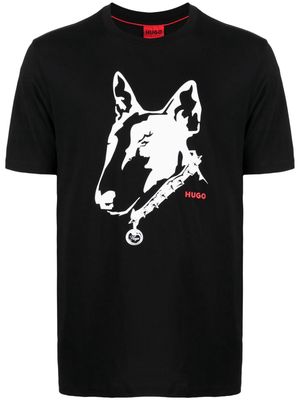 HUGO dog-print cotton T-shirt - Black