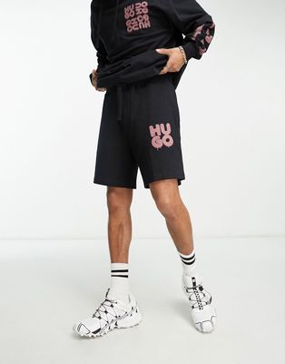 HUGO Dolivar logo jersey shorts in black