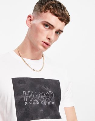 HUGO Dolive_U214 snake box print t-shirt in white