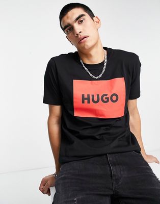 HUGO Dulive red box T-shirt in black