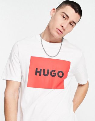 HUGO Dulive red box T-shirt in white