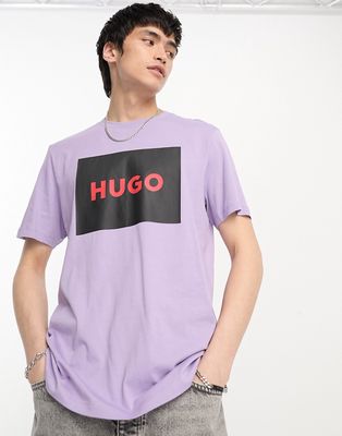 HUGO Dulive222 box logo t-shirt in open purple