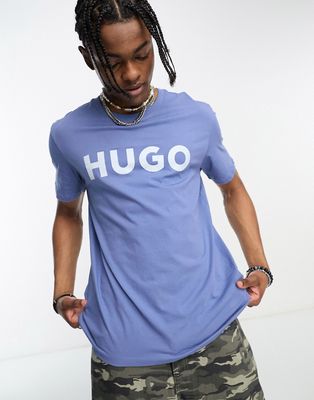 HUGO Dulivio large logo T-shirt in dark blue