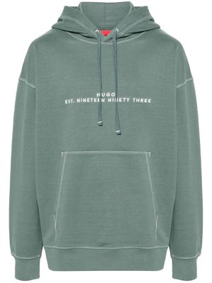 HUGO embroidered-logo cotton hoodie - Green