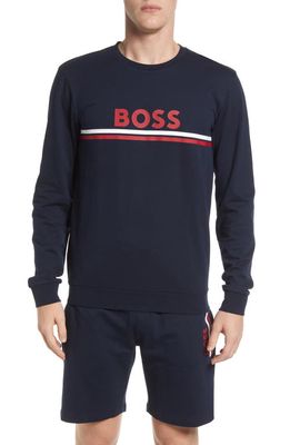 HUGO Essential Logo Cotton Sweatshirt in Navy