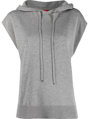 HUGO fine-knitted sleeveless hoodie - Grey