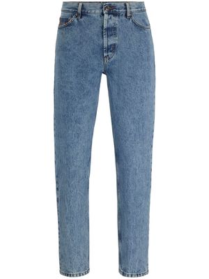 HUGO flame-embroidered tapered jeans - Blue