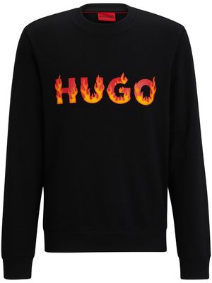 HUGO flame logo-print sweatshirt - Black