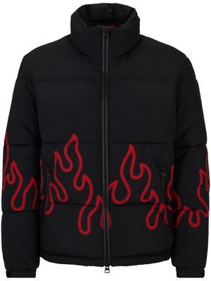 HUGO flame-print quilted jacket - Black