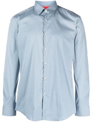 HUGO geometric-pattern print long-sleeve shirt - Blue