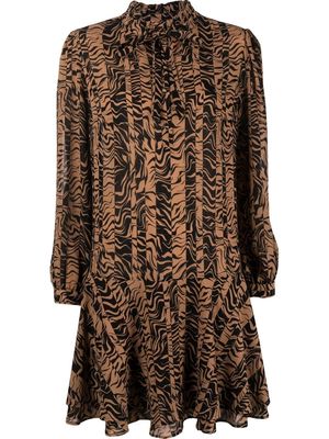 HUGO geometric-pattern shirt dress - Brown