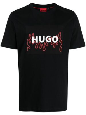 HUGO graphic logo-print cotton T-shirt - Black
