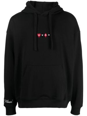 HUGO graphic-print cotton hoodie - Black