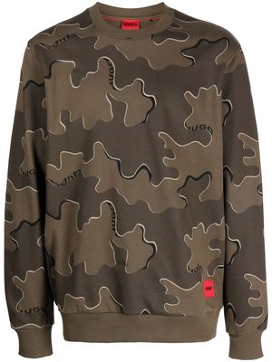 HUGO graphic print cotton sweatshirt - Brown