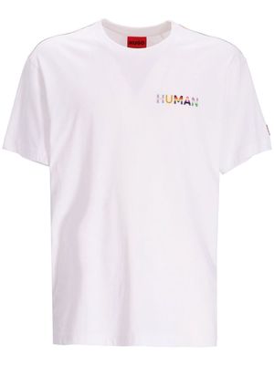 HUGO Human slogan print T-shirt - White