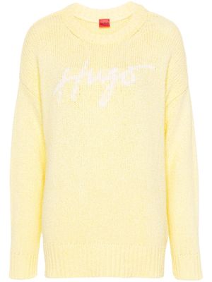 HUGO intarsia-knit logo drop-shoulder jumper - Yellow