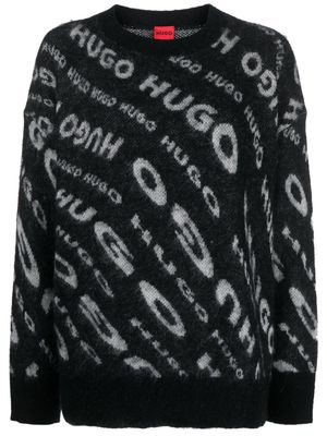 HUGO intarsia-knit logo jumper - Grey