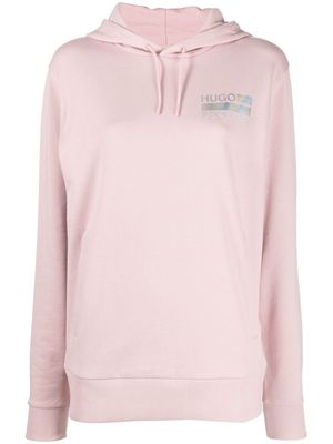 HUGO iridescent-logo pullover hoodie - Pink