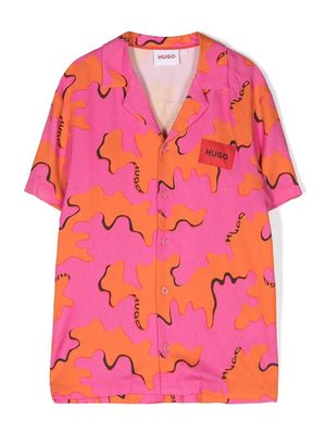 HUGO KIDS camouflage-print short-sleeve shirt - Pink