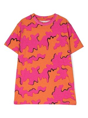 HUGO KIDS camouflage-print short-sleeve T-shirt - Pink