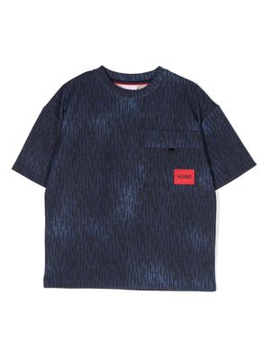 HUGO KIDS gradient pattern striped T-shirt - Blue