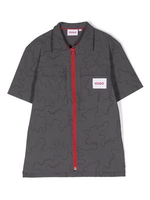 HUGO KIDS graphic-print zipped shirt - Grey