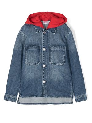 HUGO KIDS layered-hoodie denim jacket - Blue