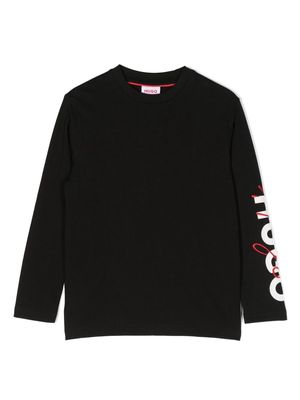 HUGO KIDS logo-embroidered long-sleeve T-shirt - Black