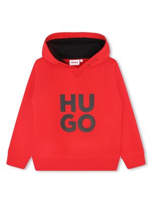 HUGO KIDS logo-print cotton hoodie - Red