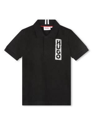 HUGO KIDS logo-print cotton polo shirt - Black