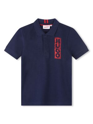 HUGO KIDS logo-print cotton polo shirt - Blue
