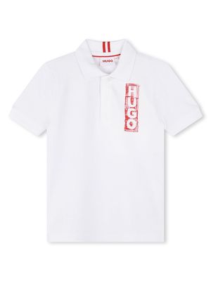 HUGO KIDS logo-print cotton polo shirt - White