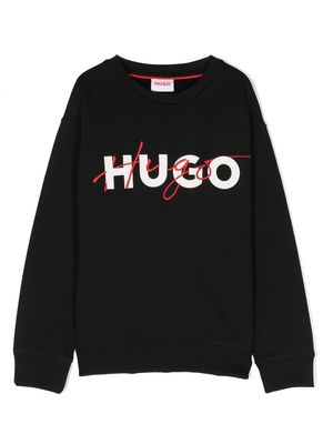 HUGO KIDS logo-print cotton sweatshirt - Black