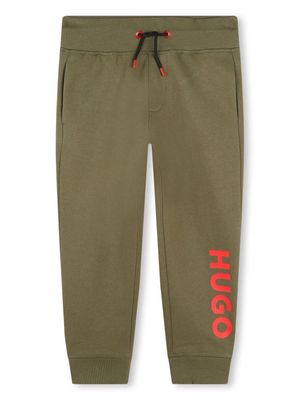 HUGO KIDS logo-print cotton track pants - Green