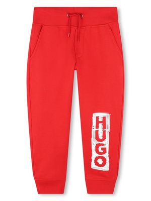 HUGO KIDS logo-print cotton track pants - Red