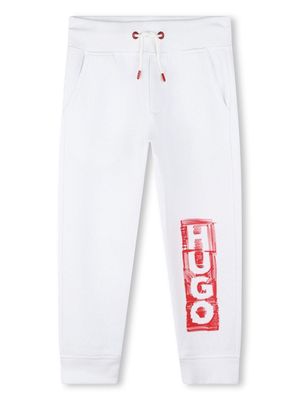 HUGO KIDS logo-print cotton track pants - White