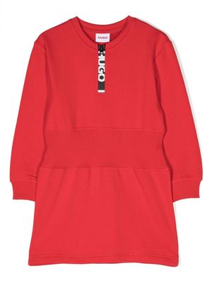 HUGO KIDS logo-print half-zip dress - Red